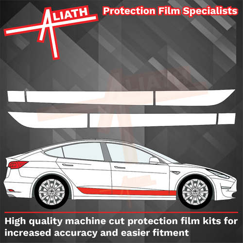 Tesla Model 3 2017-2024, Lower Door Sections CLEAR Paint Protection